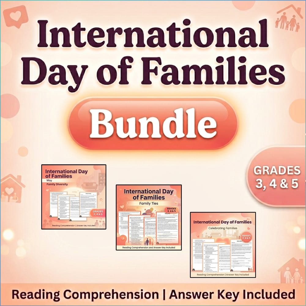 Grade 3 - 5  Family Diversity Holiday Custom Bundle SEL Framework Worksheet Set — bundle cover