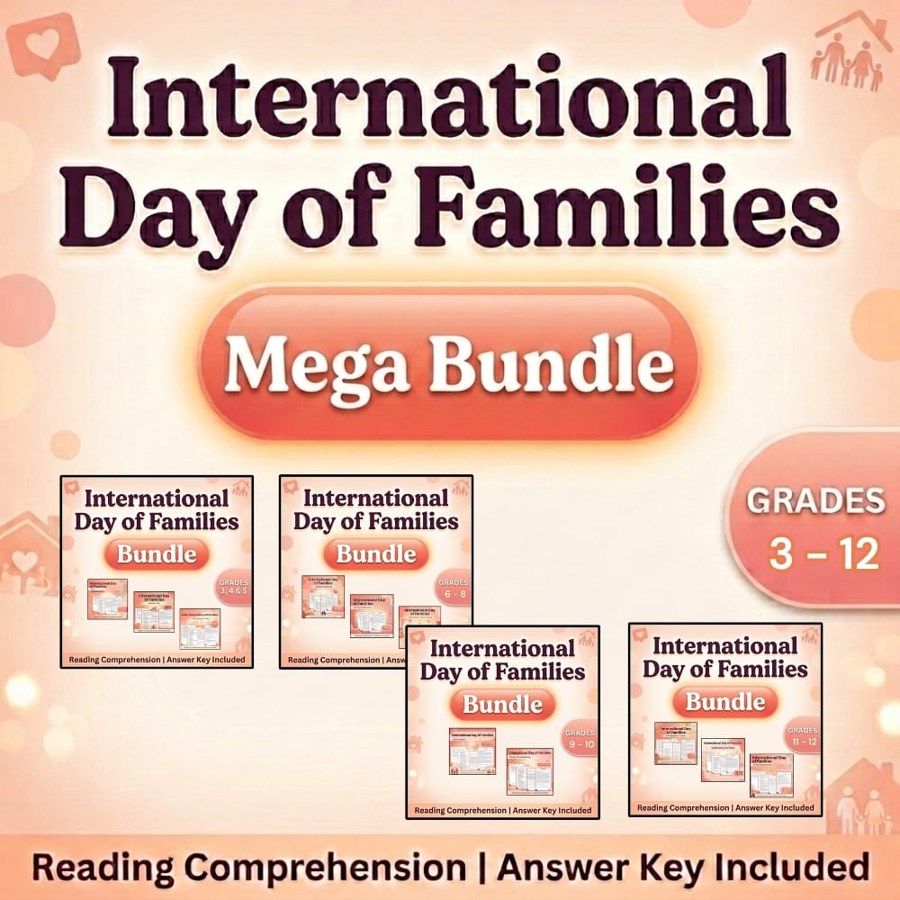  Grades 3 - 12  Family Diversity & Values Holiday Worksheet Custom Mega Bundle  — bundle cover
