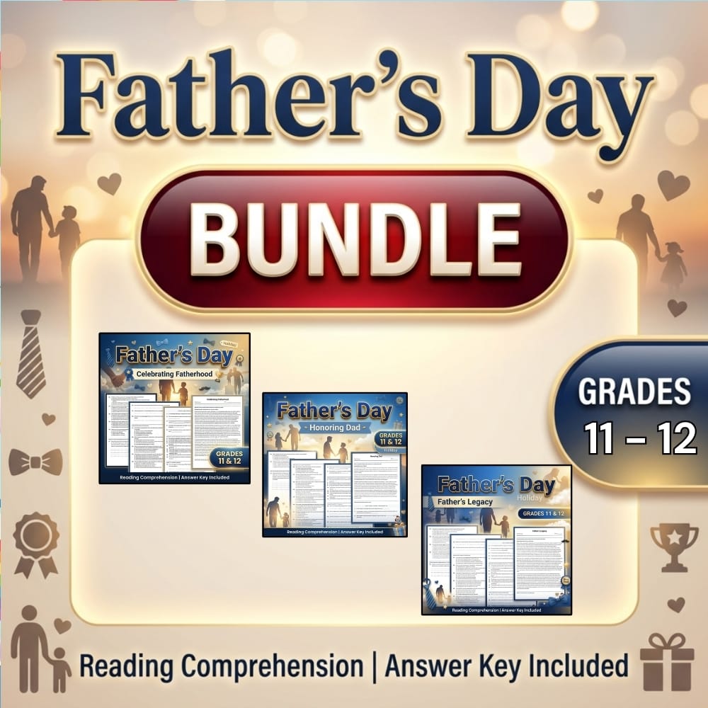 Holiday Celebrating Fatherhood Lesson Bundle | Grades 11 - 12 Holiday | June Standard — bundle cover