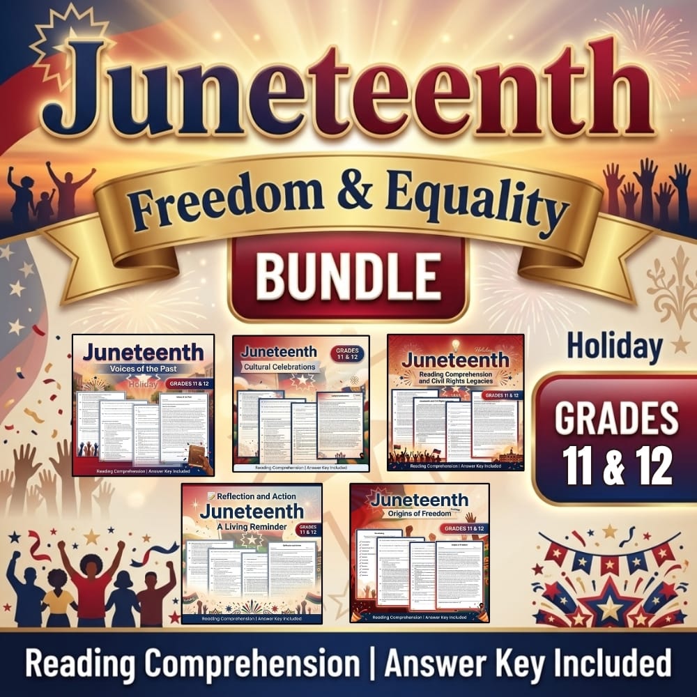 Juneteenth: Freedom & Equality Bundle | Reading Comprehension | Grades 11–12 — bundle cover