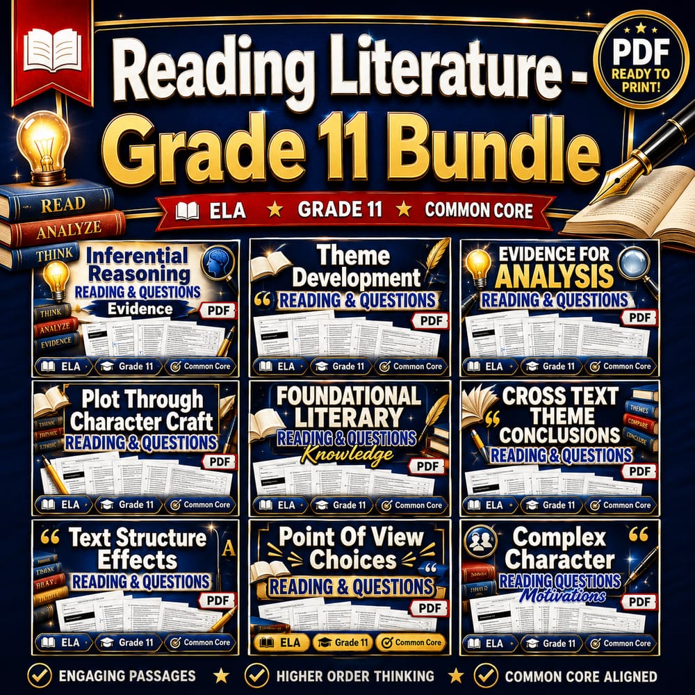Reading Literature Lesson Bundle | Grade 11 ELA | Common Core (CCSS) — bundle cover