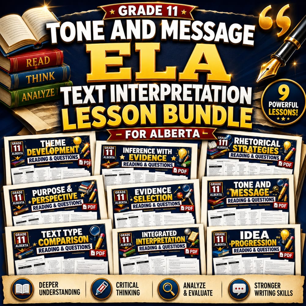 Grade 11 Sentence Precision ELA Lesson Bundle for Alberta — bundle cover