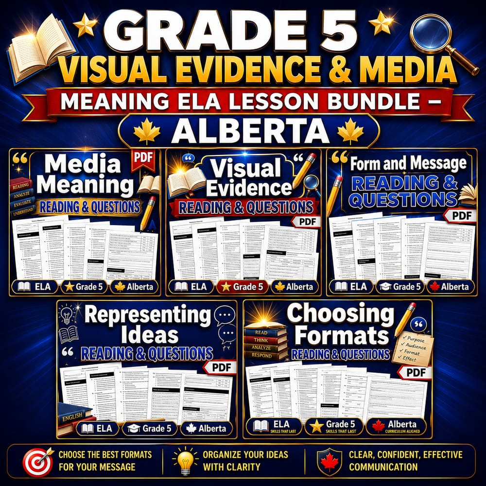 Grade 5 Visual Evidence & Media Meaning ELA Lesson Bundle – Alberta — bundle cover