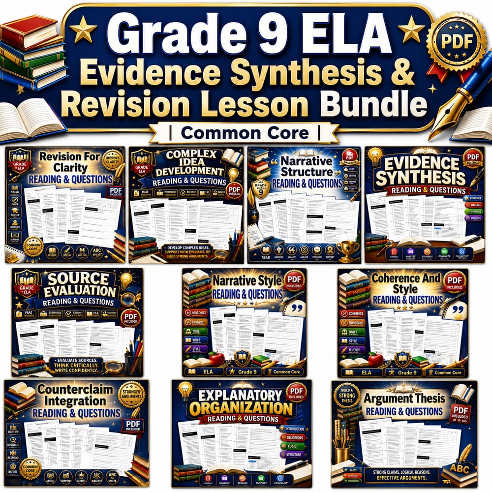 Grade 9 Writing Argument & Narrative Lesson Bundle | ELA Common Core — bundle cover