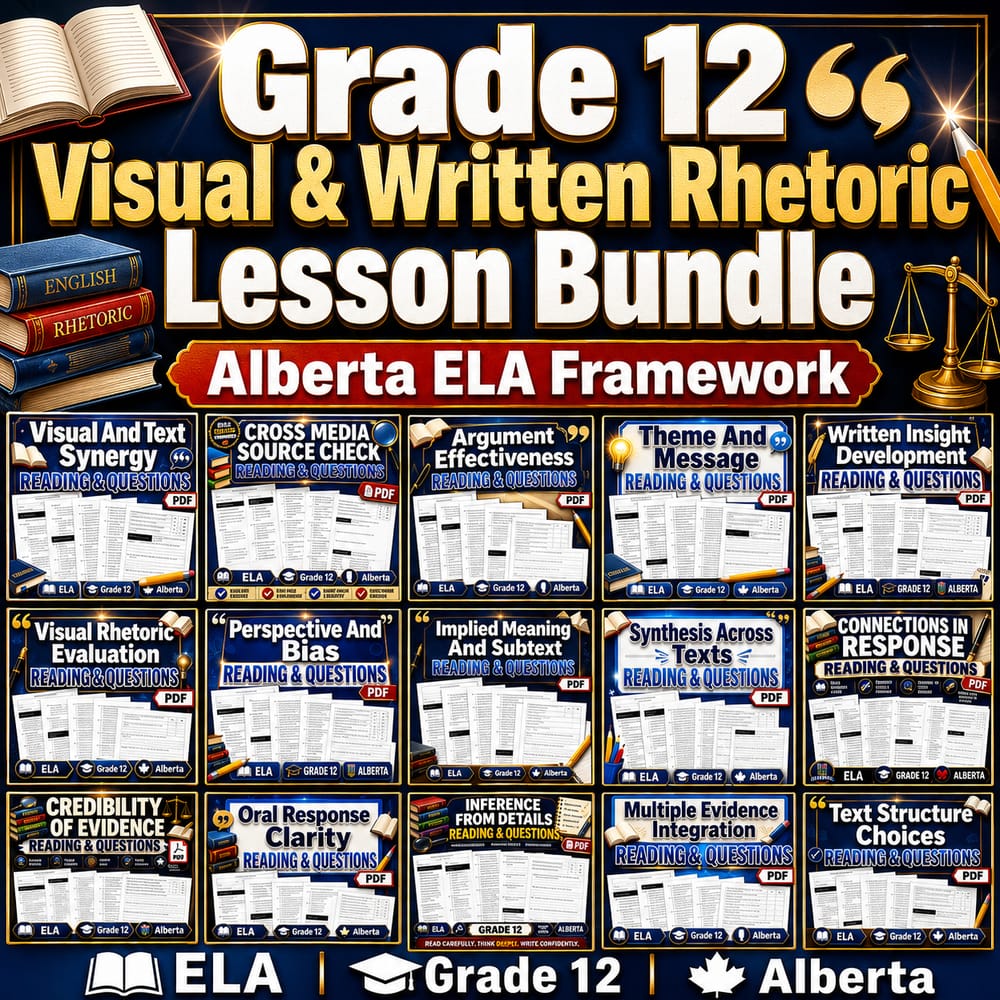 Grade 12 Visual & Written Rhetoric Lesson Bundle | Alberta ELA Framework — bundle cover