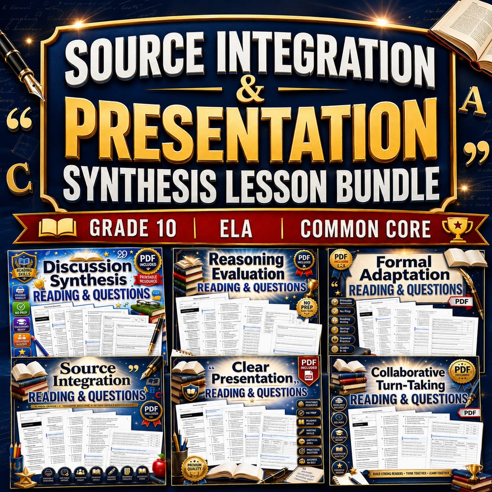 Source Integration & Presentation Synthesis Lessons | Grade 10 ELA | Common Core — bundle cover