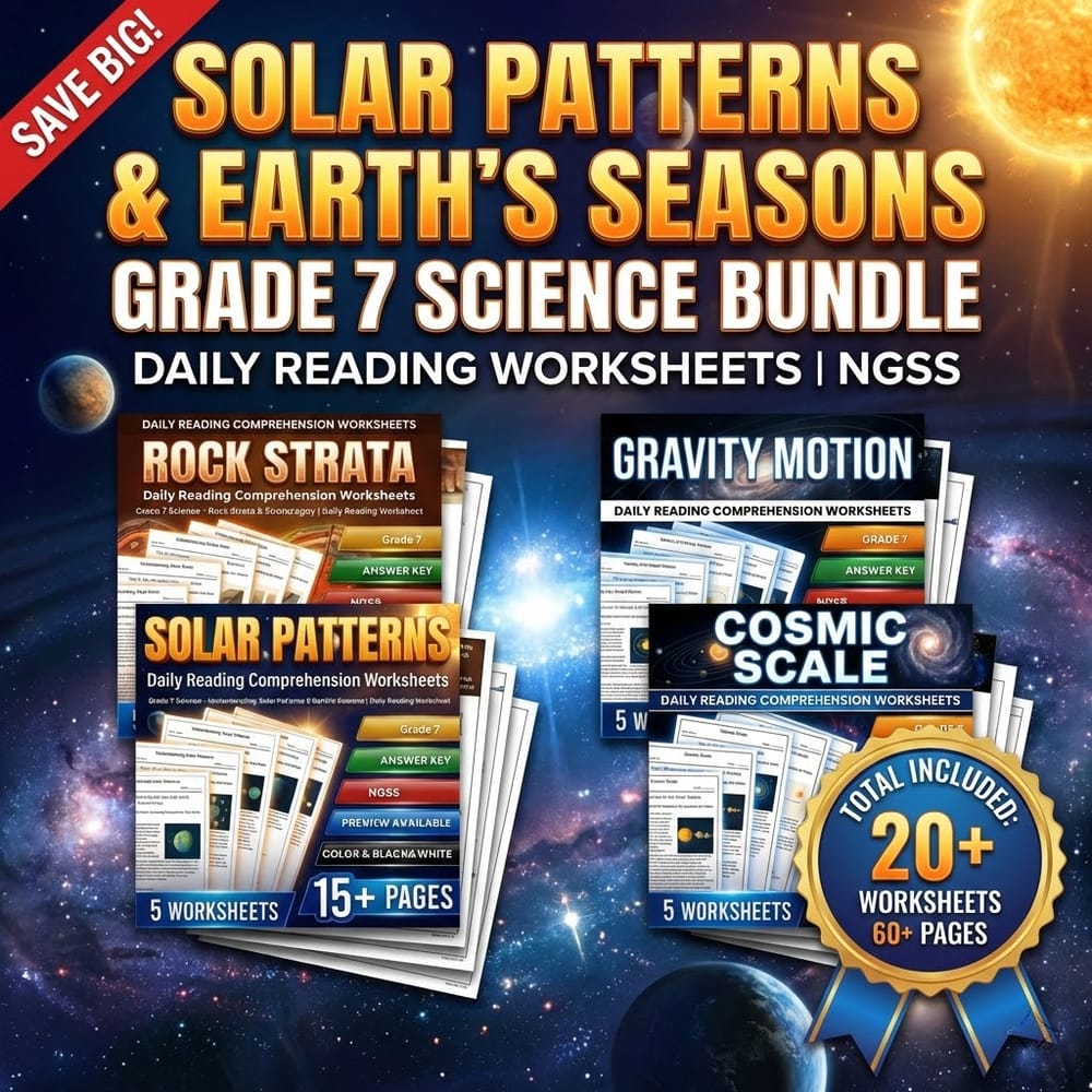 Earth's Place in the Universe Grade 7 Science Worksheets Bundle | NGSS — bundle cover