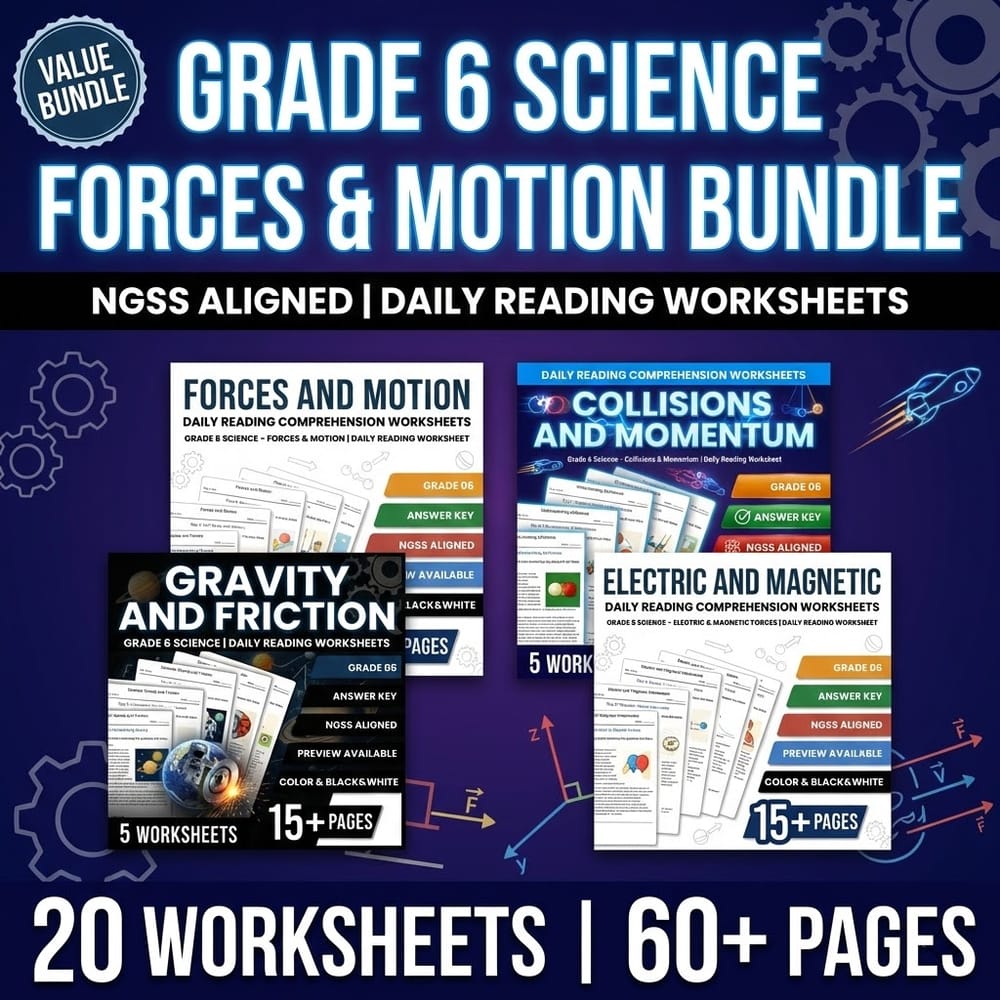 Grade 6 Science Motion and Stability Bundle | NGSS Forces and Interactions — bundle cover