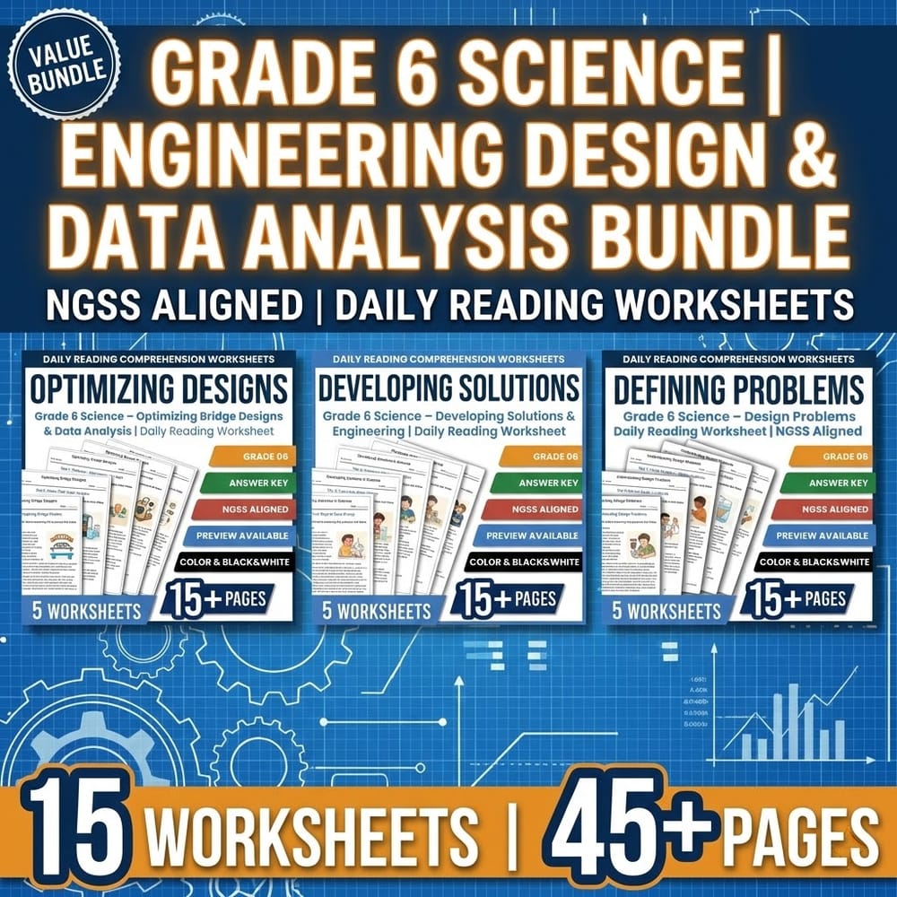 Grade 6 Science Engineering Design Lesson Bundle | NGSS Worksheets — bundle cover