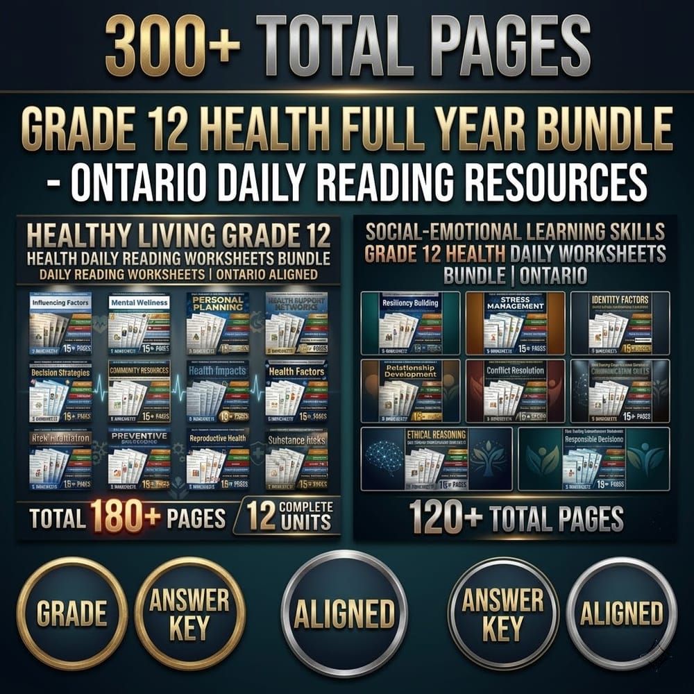 Grade 12 Health Full Year Bundle – Ontario Daily Reading Resources — bundle cover