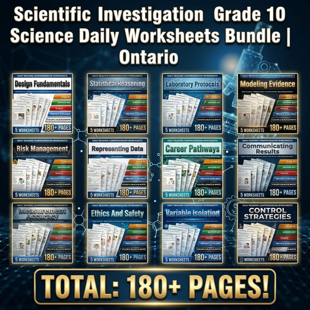 Scientific Investigation  Grade 10 Science Daily Worksheets Bundle | Ontario — bundle cover
