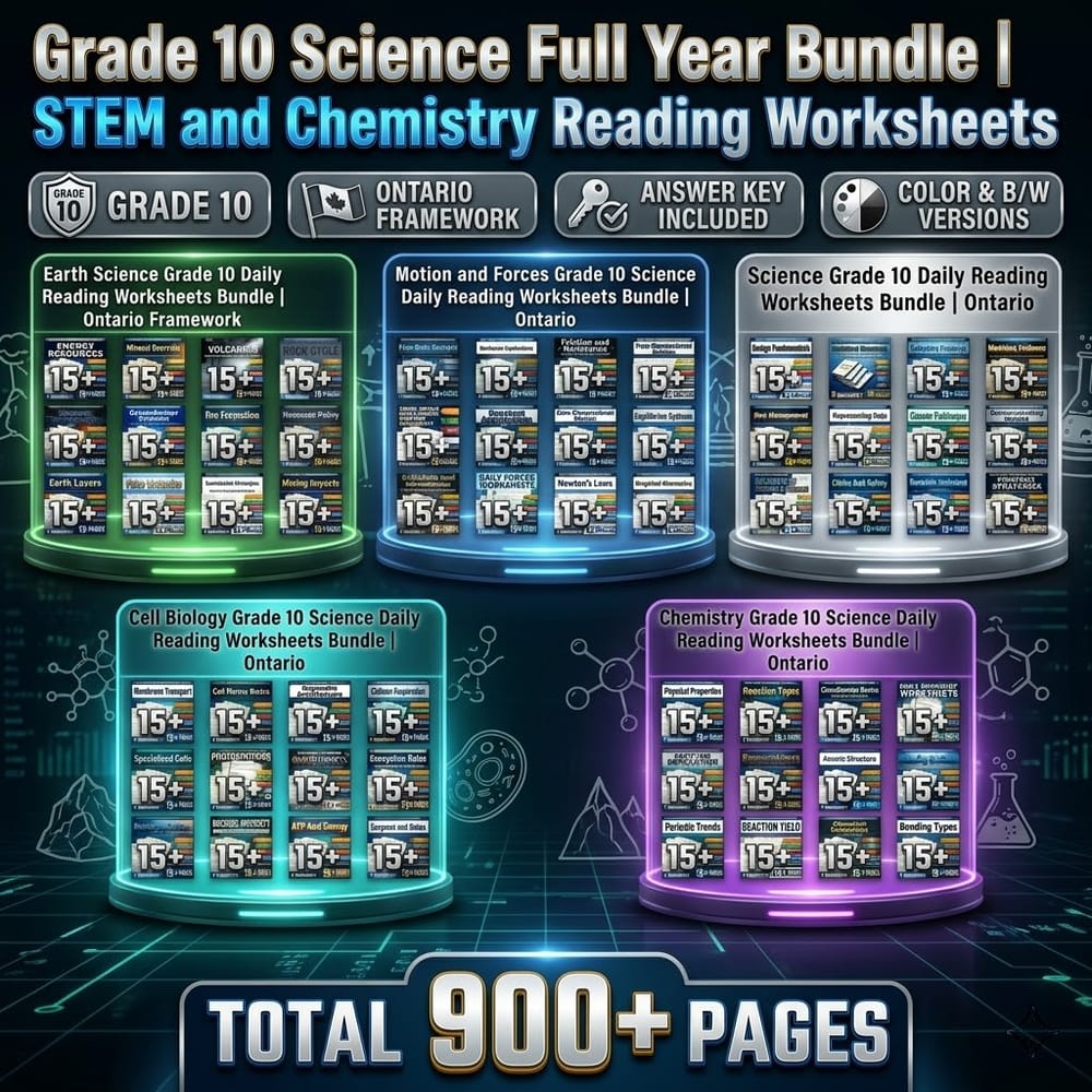 Grade 10 Science Daily Reading Bundle - Full Year Curriculum for Ontario — bundle cover