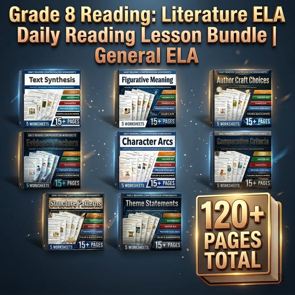 Grade 8 Reading: Literature ELA Daily Reading Lesson Bundle | General ELA — bundle cover