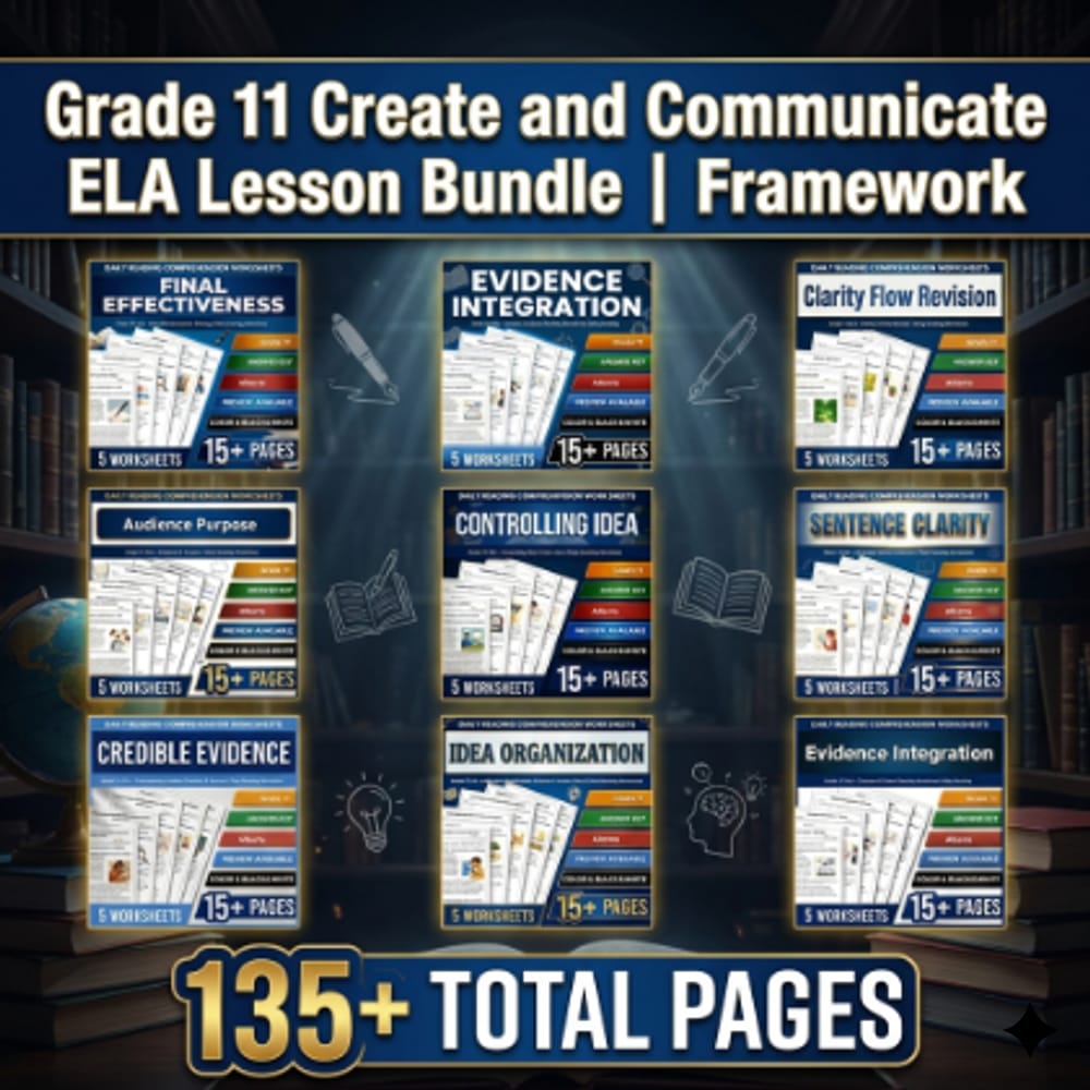 Grade 11 Create and Communicate ELA Lesson Bundle | Alberta Framework — bundle cover