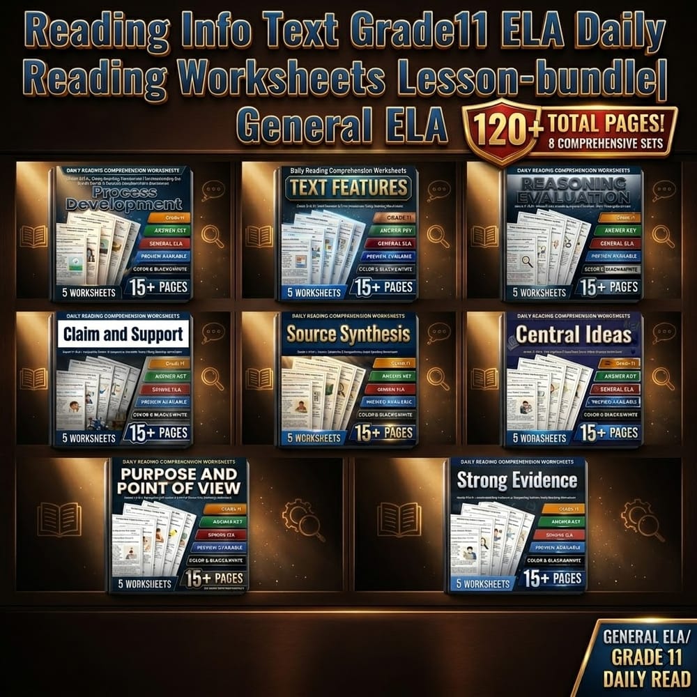 Reading Info Text Grade11 ELA Daily Reading Worksheets Lesson-bundle|General ELA — bundle cover