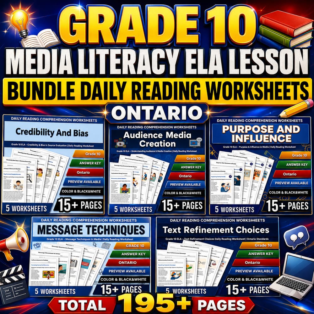 Grade 10 Reading & Literature Studies ELA Lesson Bundle Daily Reading | Ontario — bundle cover