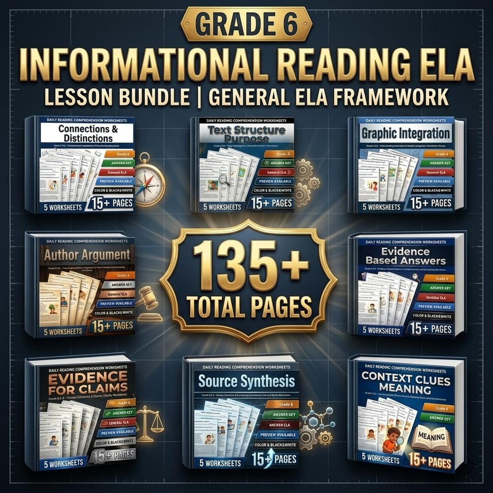 Grade 6 Informational Reading ELA Lesson Bundle | General ELA Framework — bundle cover
