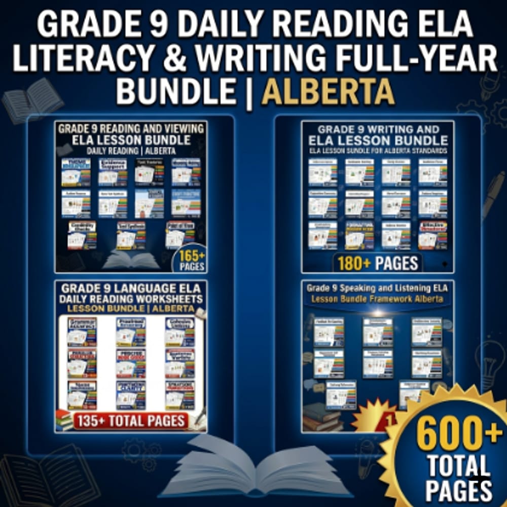 Grade 9 Daily Reading ELA Literacy & Writing Full-Year Bundle | Alberta — bundle cover