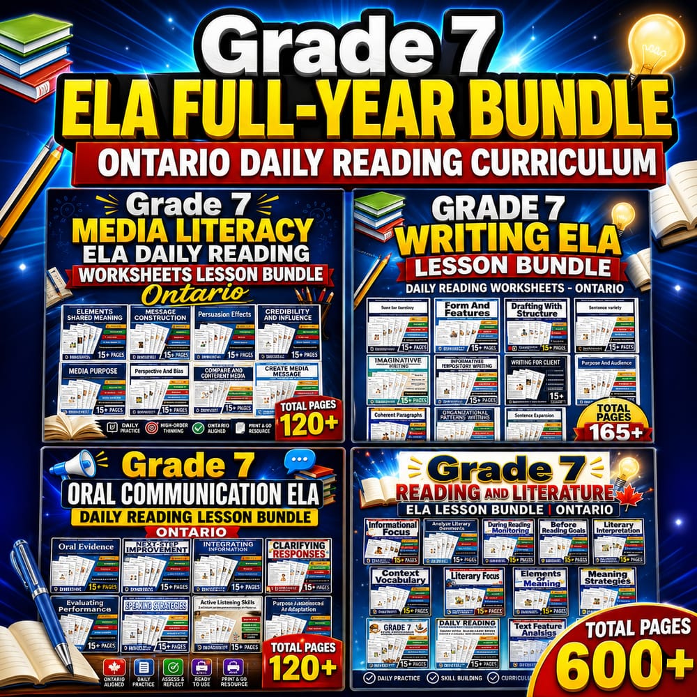Grade 7 ELA Full-Year Bundle | Ontario Daily Reading Curriculum — bundle cover