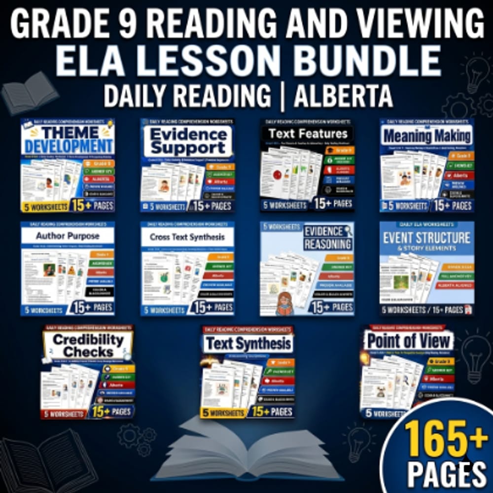 Grade 9 Reading and Viewing ELA Lesson Bundle Daily Reading | Alberta — bundle cover