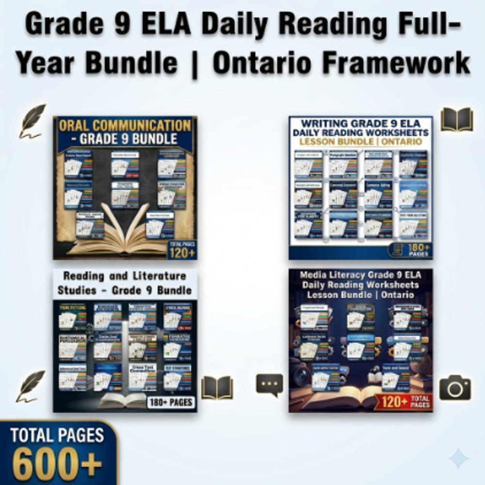 Grade 9 ELA Daily Reading Full-Year Bundle | Ontario Framework — bundle cover