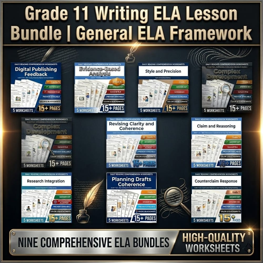 Grade 11 Writing ELA Lesson Bundle | General ELA Framework — bundle cover