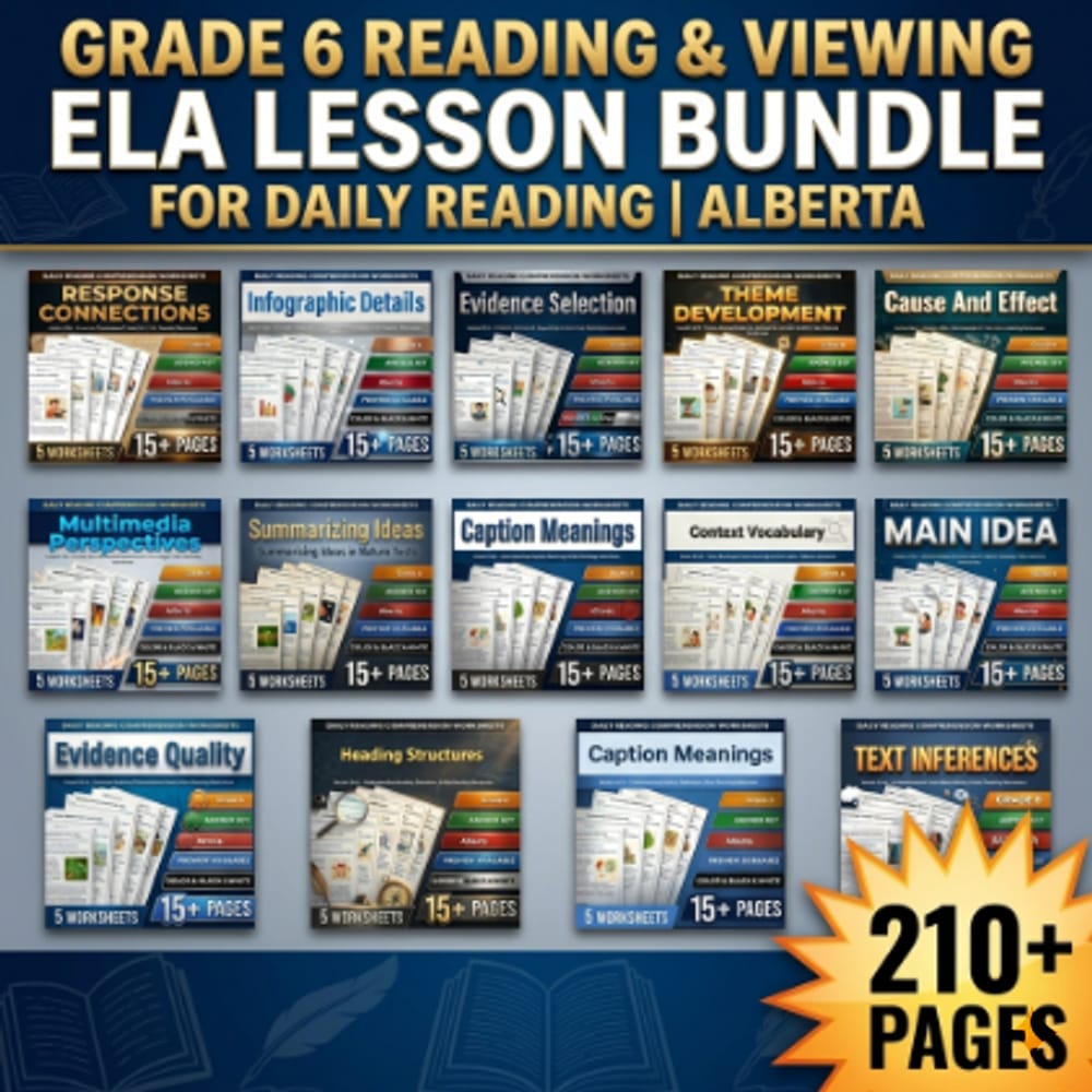 Grade 6 Reading & Viewing ELA Lesson Bundle for Daily Reading | Alberta — bundle cover