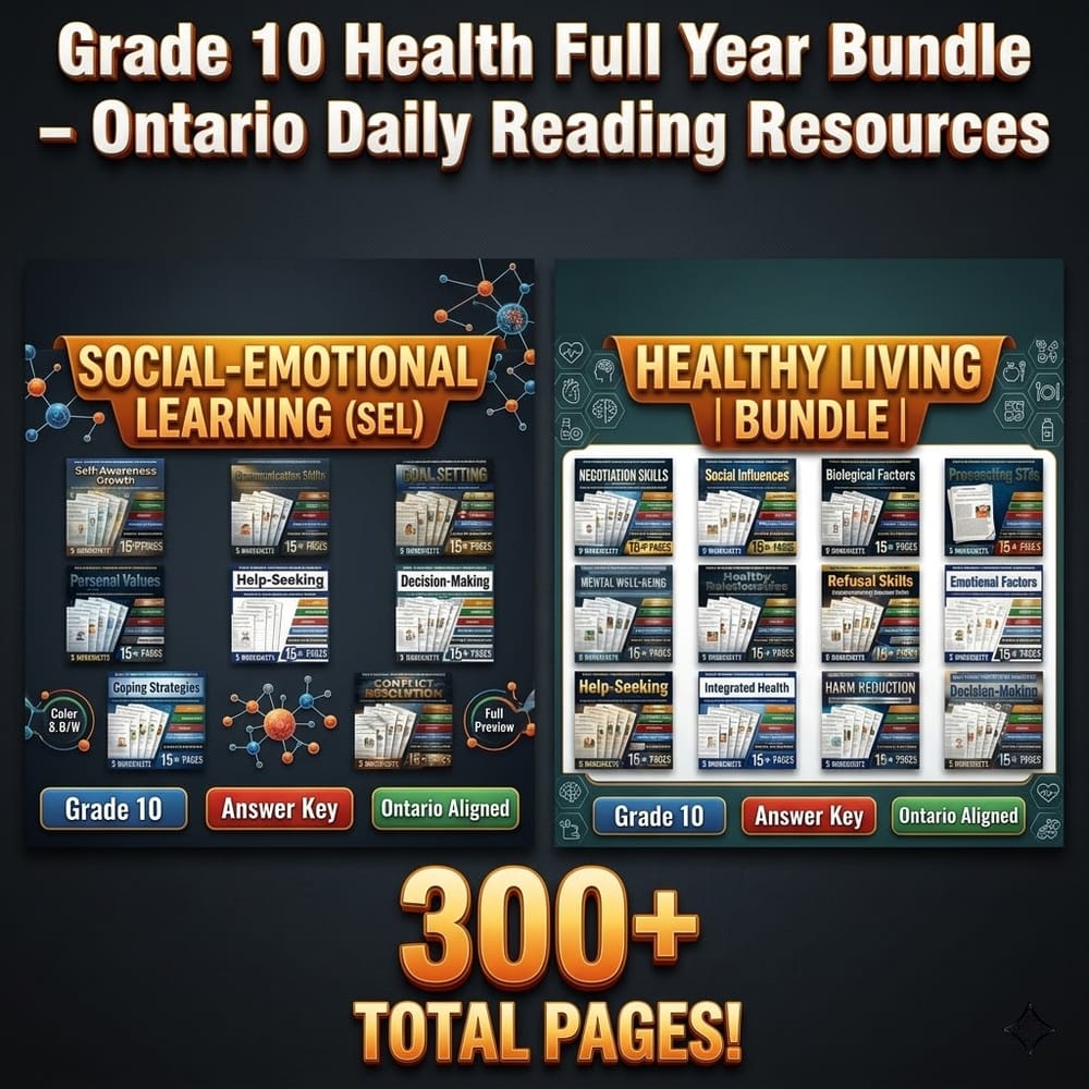 Grade 10 Health Full Year Bundle – Ontario Daily Reading Resources — bundle cover