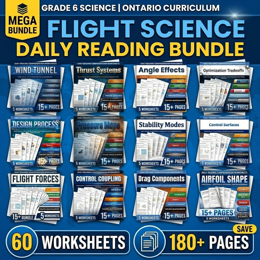 Flight Science Grade 6 Daily Reading Worksheets Bundle | Ontario — bundle cover