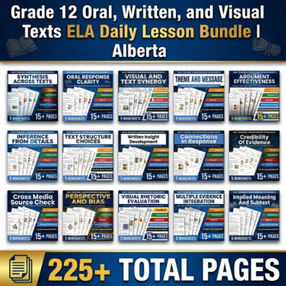 Grade 12 Oral, Written, and Visual Texts ELA Daily Lesson Bundle | Alberta — bundle cover