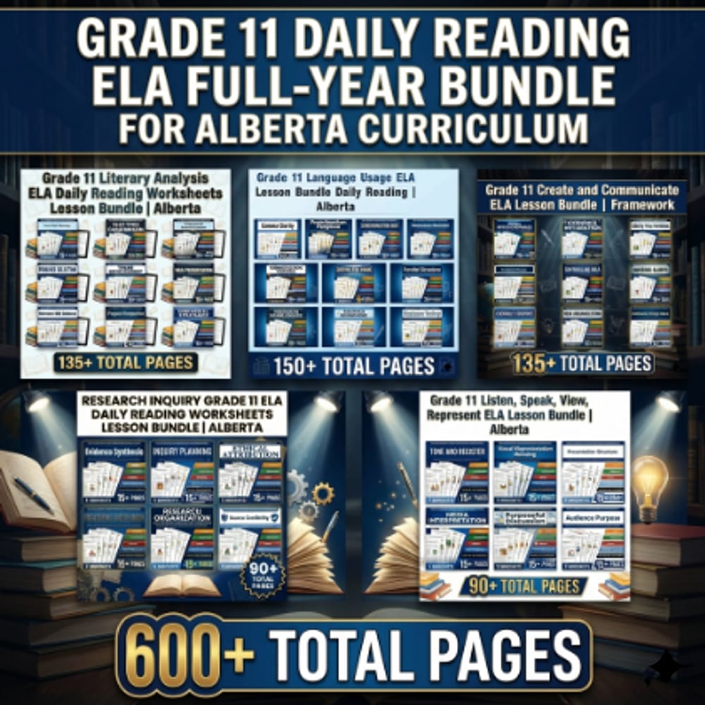 Grade 11 Daily Reading ELA Full-Year Bundle for Alberta Curriculum — bundle cover