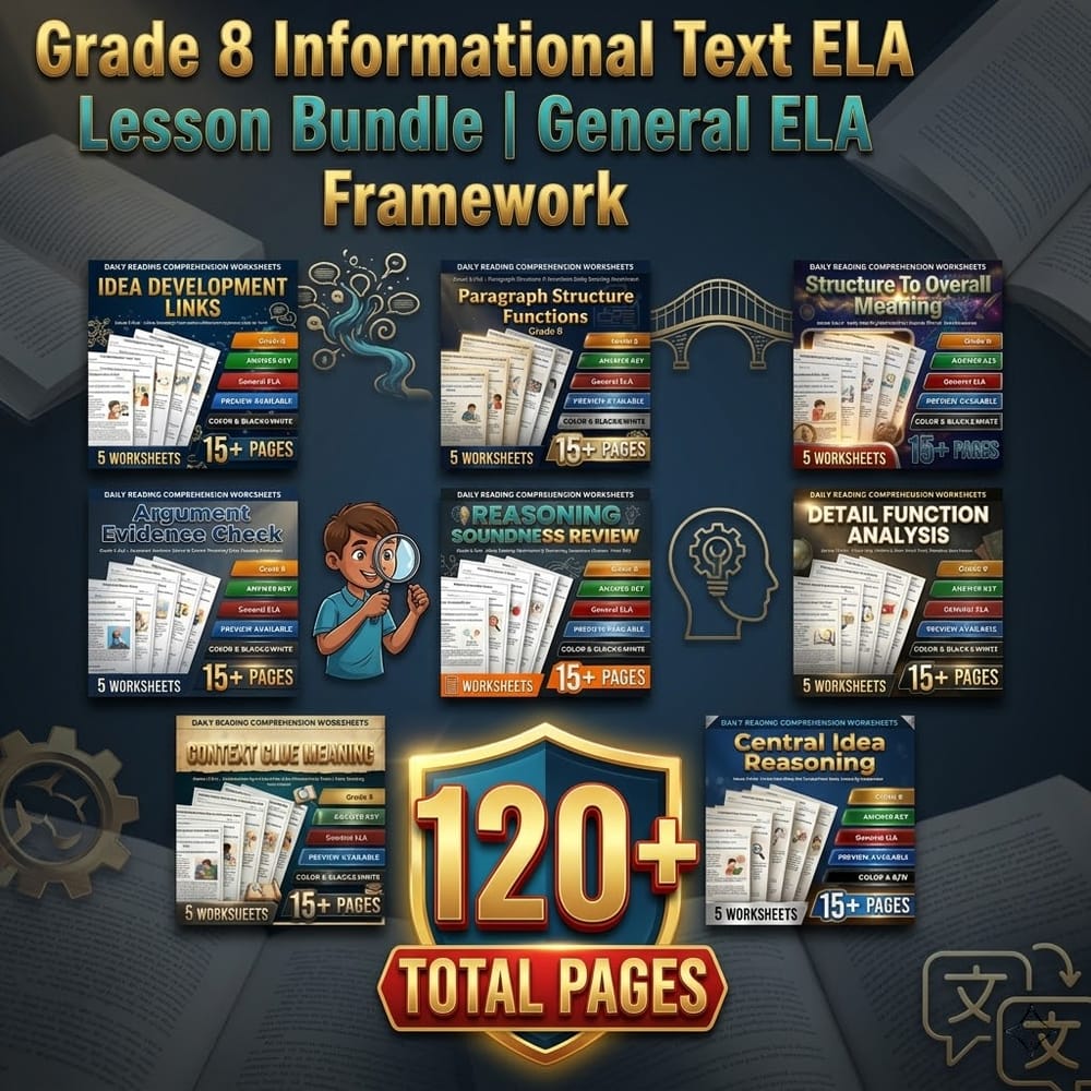 Grade 8 Informational Text ELA Lesson Bundle | General ELA Framework — bundle cover