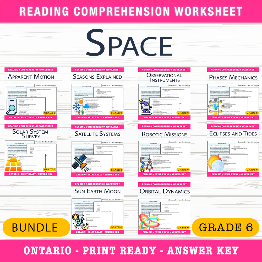 Grade 6 Science Unit | Space Systems & Orbital Mechanics Worksheet Pack — bundle cover