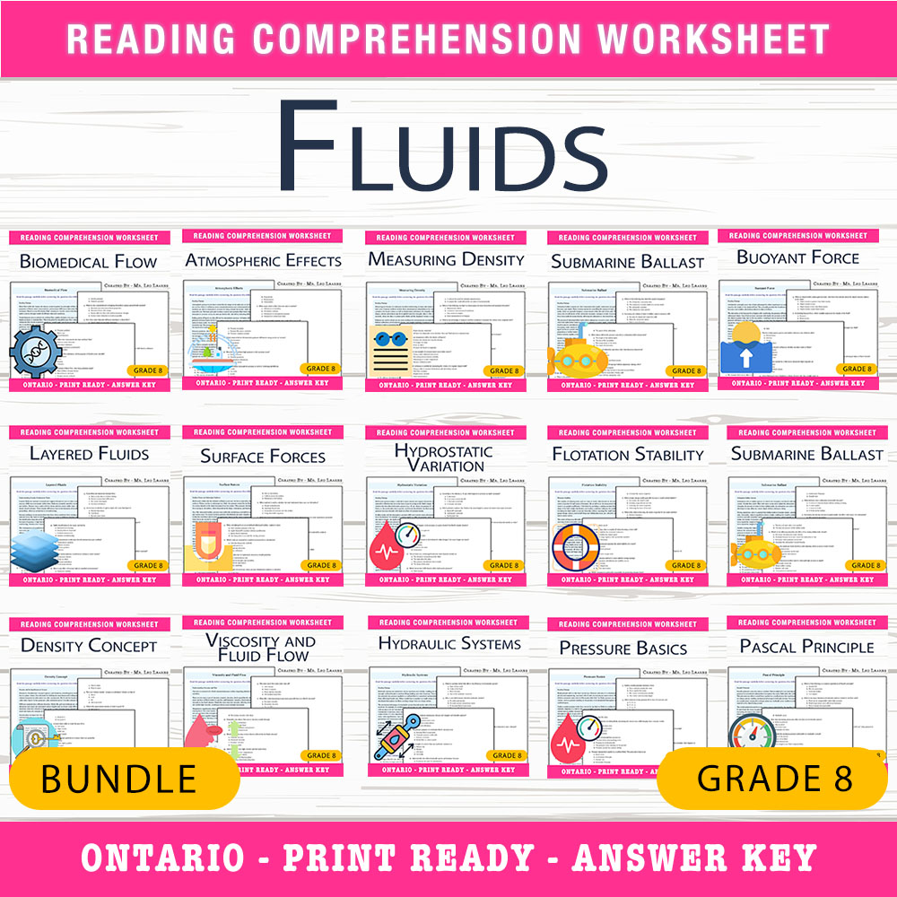 Grade 8 Science – Fluids & Buoyancy Mastery Unit Bundle (Worksheet Pack) — bundle cover