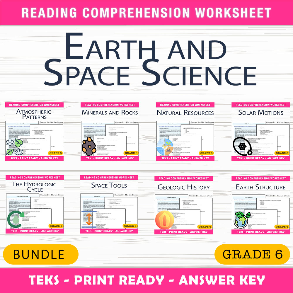 Grade 6 Science Unit Bundle | Earth, Space & Natural Resources Worksheets — bundle cover