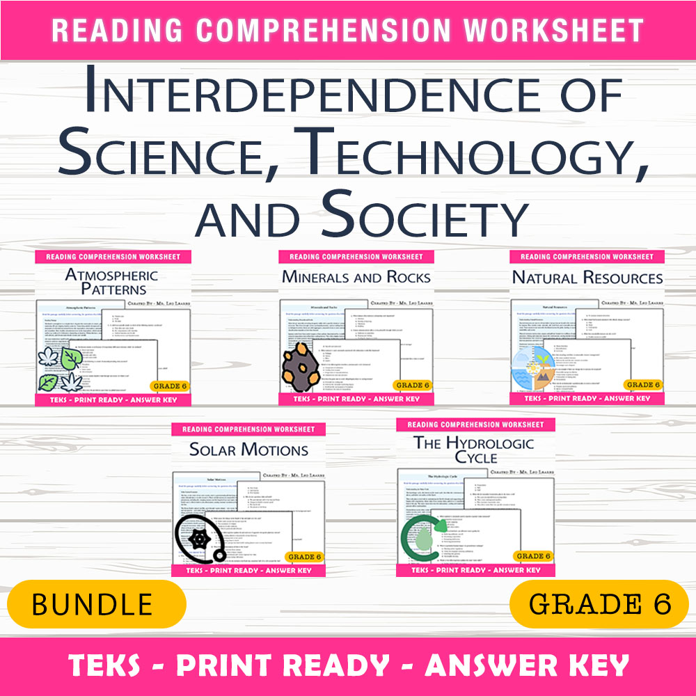 Grade 6 Science Unit Bundle | Societal Impacts, Careers & Ethics Worksheet Pack — bundle cover