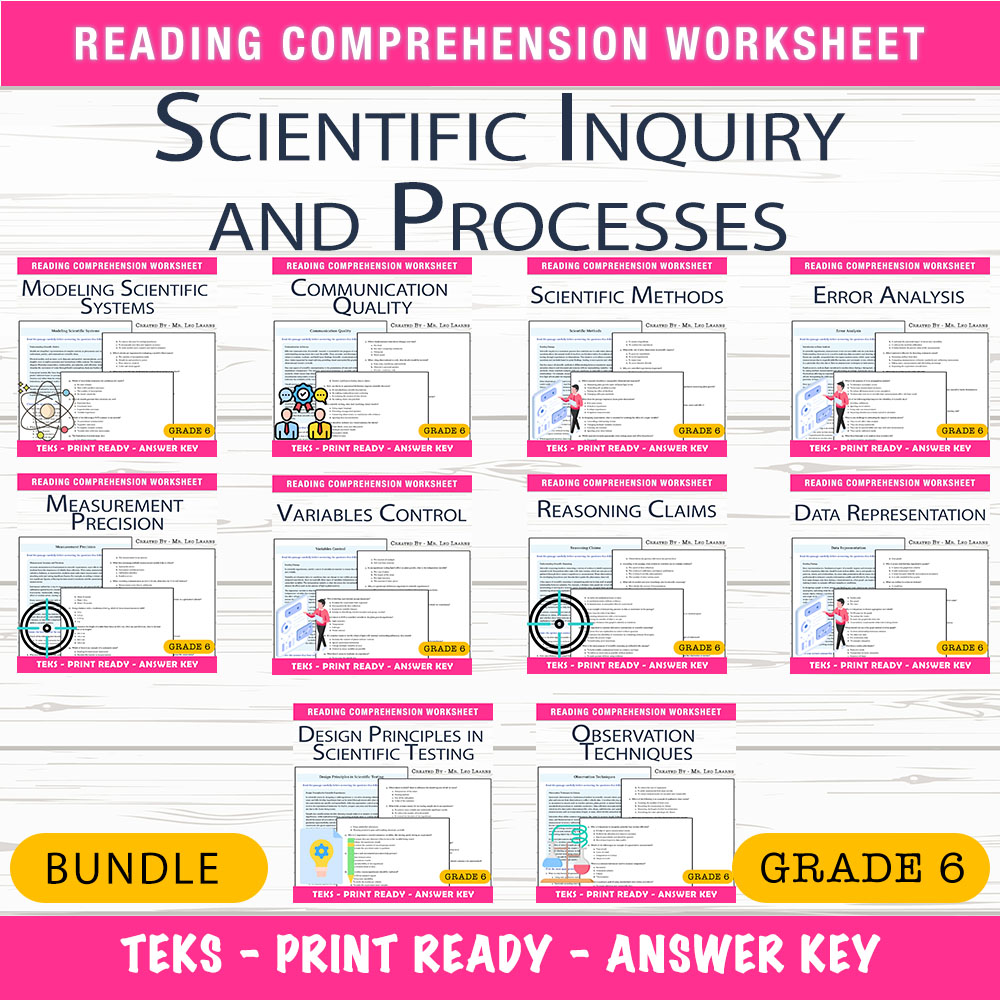 Grade 6 Science Unit Bundle | Scientific Inquiry & Data Skills Worksheet Pack — bundle cover