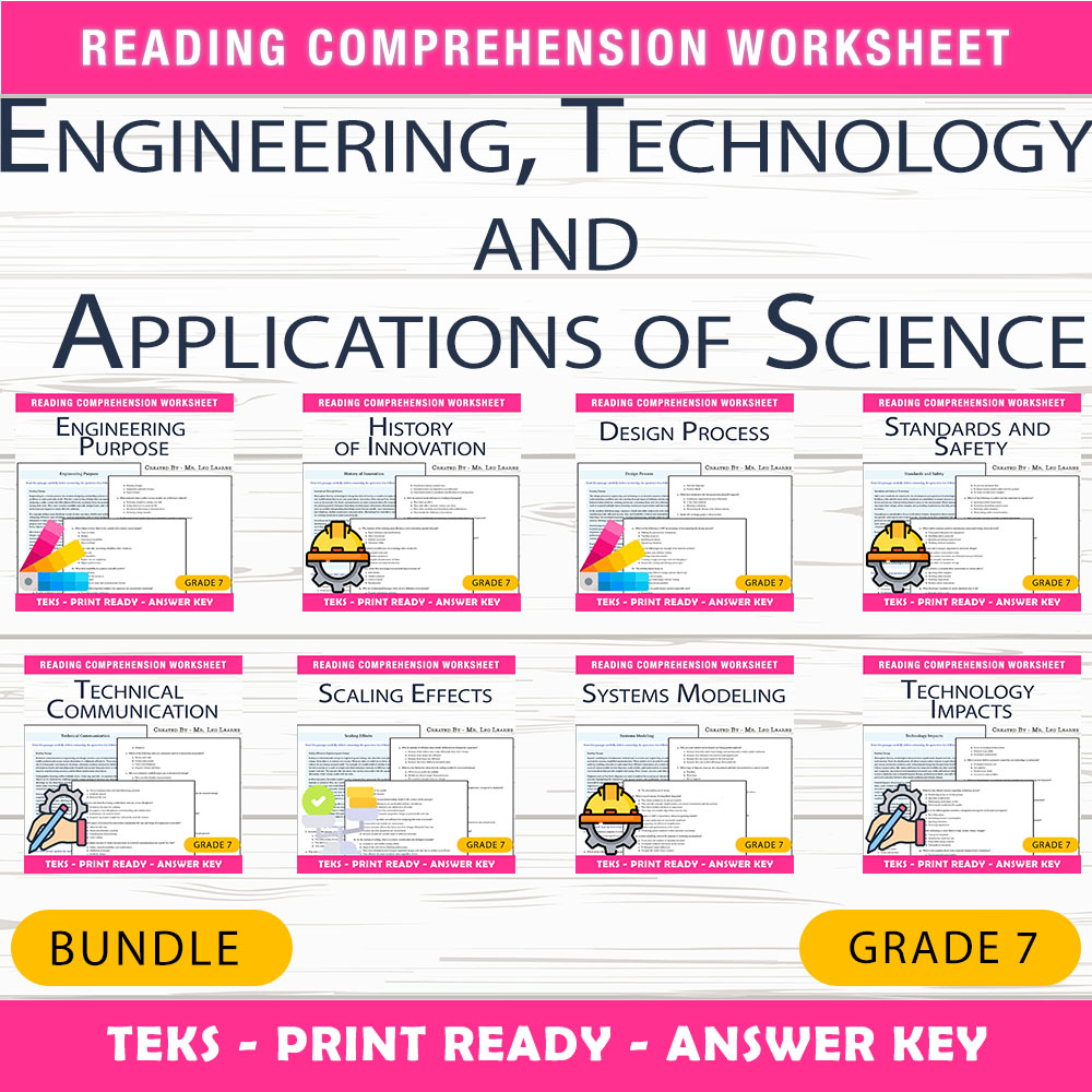 Grade 7 Science Unit | Engineering, Technology & Innovation Worksheet Bundle — bundle cover