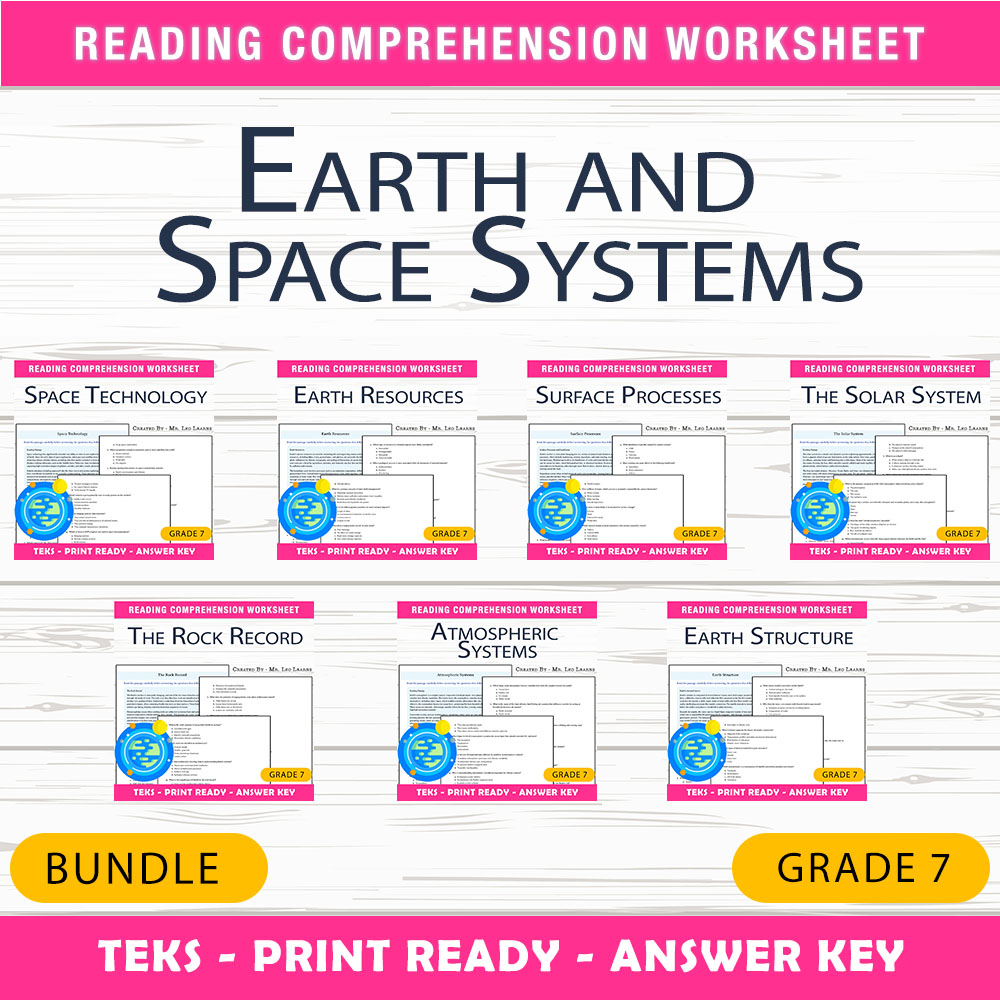 Grade 7 Science UNIT Bundle | Earth & Space Systems Mastery Worksheets — bundle cover