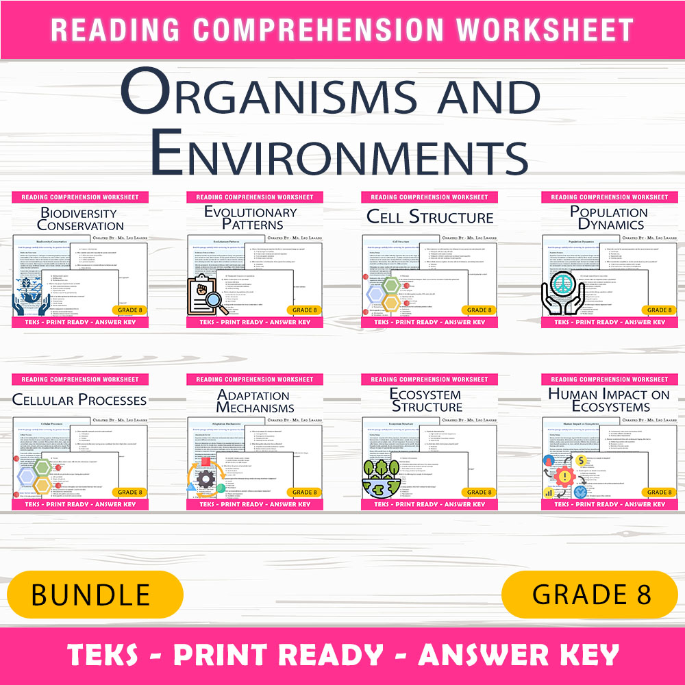 Grade 8 Science Unit | Ecosystems, Evolution & Cell Processes Worksheet Pack — bundle cover