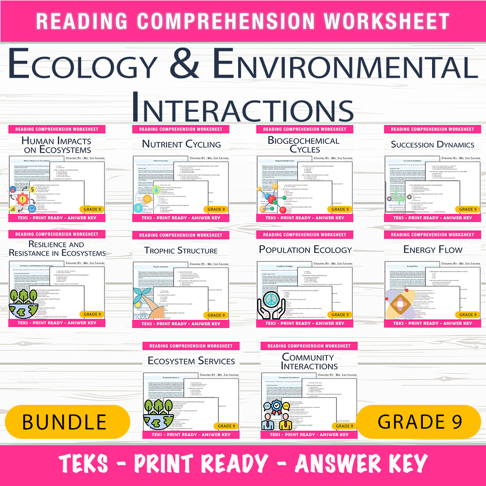 Grade 9 Science Ecosystems & Biogeochemical Cycles Unit Bundle (Worksheet Pack) — bundle cover