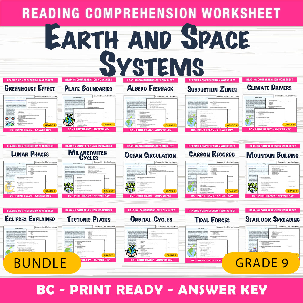 Grade 9 Science | Earth and Space Systems Unit Worksheet Bundle (BC Framework) — bundle cover