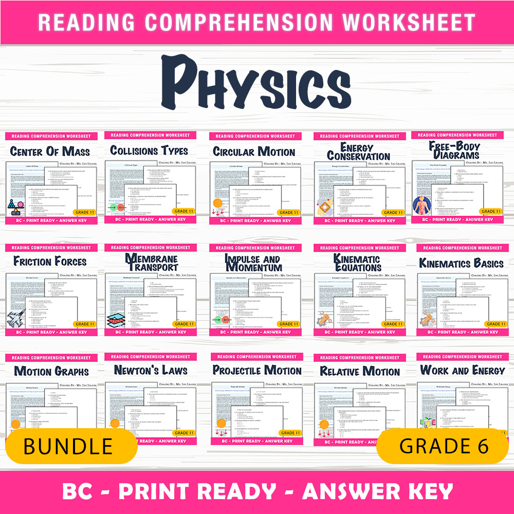 Grade 11 Science BC Physics Unit Bundle | Motion, Energy & Forces Worksheets — bundle cover