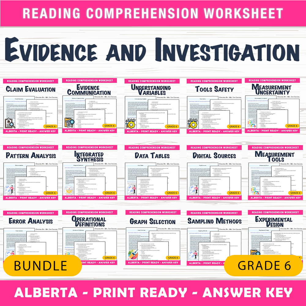 Grade 6 Science Unit | Evidence and Investigation Worksheets – Alberta Framework — bundle cover
