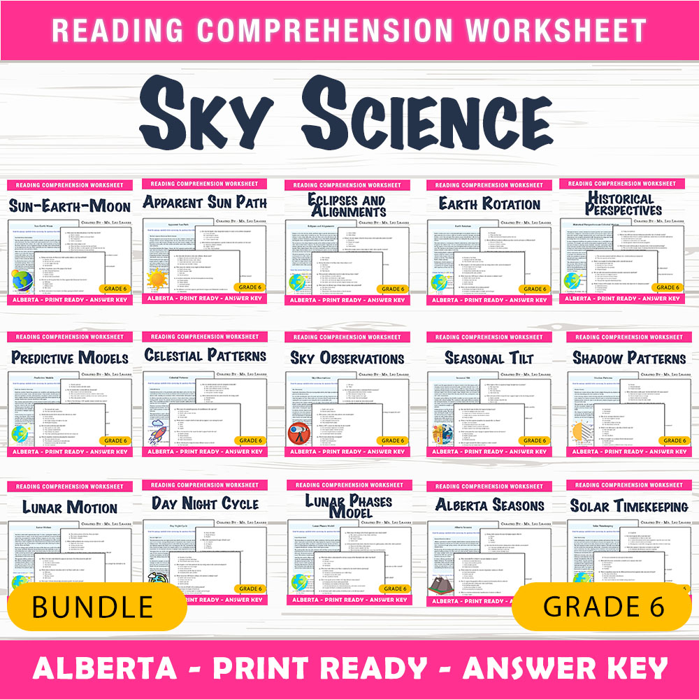 Grade 6 Science Sky Science Unit Bundle – Celestial Motion & Earth-Sun Relations — bundle cover