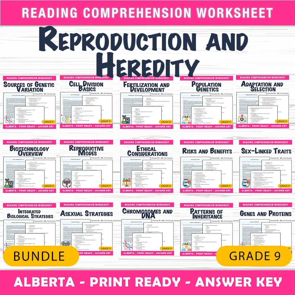 Grade 9 Science Lesson Bundle | Reproduction and Heredity Worksheets — bundle cover