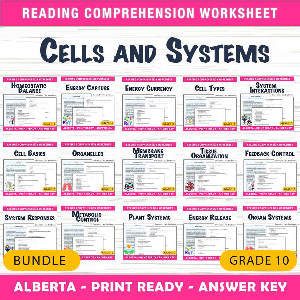 Grade 10 Science Cells and Systems Lesson Bundle | Alberta Curriculum — bundle cover