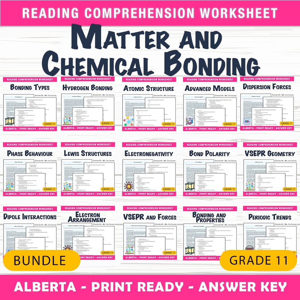 Grade 11 Science Matter and Chemical Bonding Lesson Bundle | Alberta — bundle cover