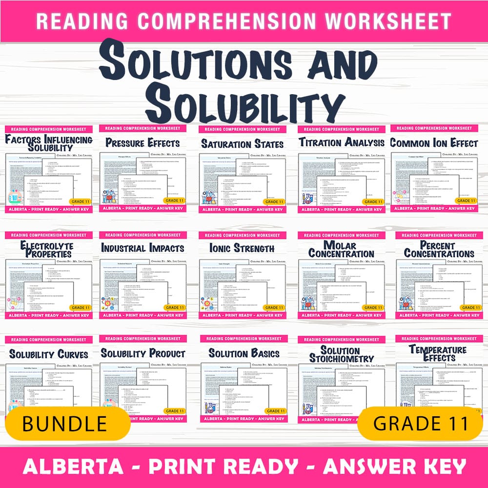 Grade 11 Science Solutions and Solubility Bundle | Alberta Framework — bundle cover