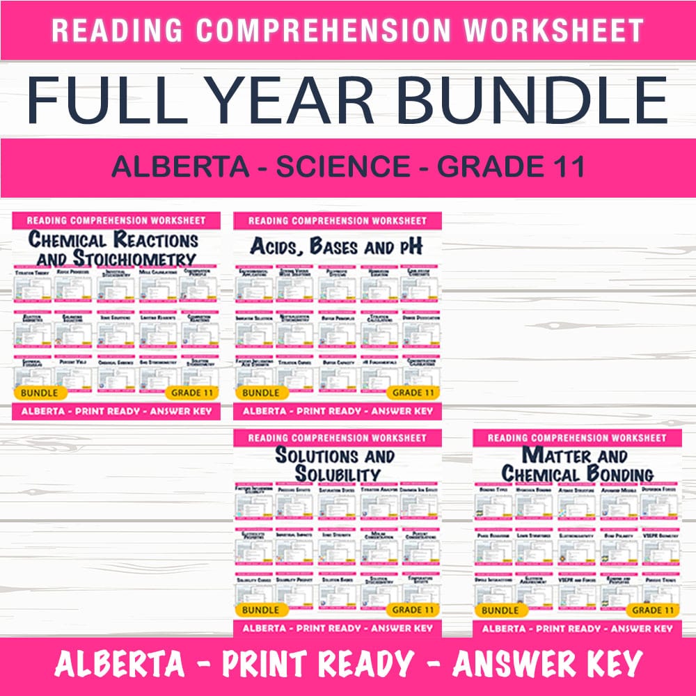 Grade 11 Science Alberta Worksheets Bundle | Chemistry & Physical Science — bundle cover